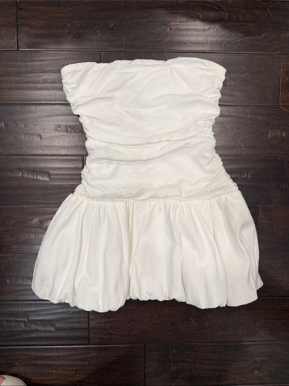 Princess Polly White Strapless Bubble-Hem Dress